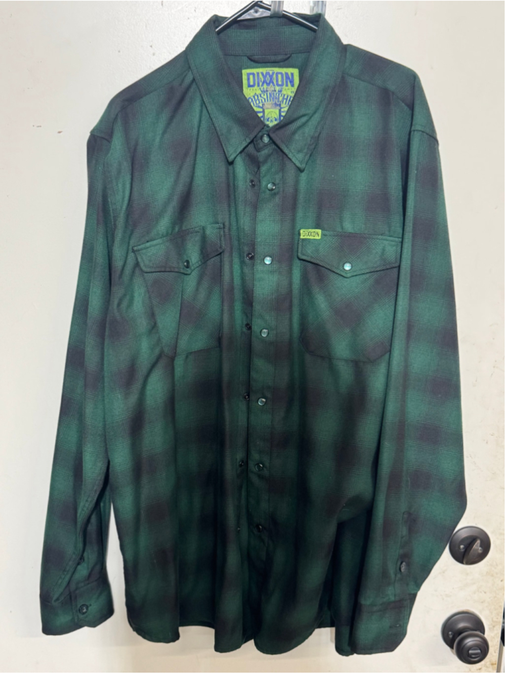 Absinthe - Men's Dixxon Flannel Shirt XXL Green Black Plaid Button Down
